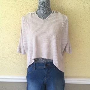 Hi-lo waffle fabric hoodie